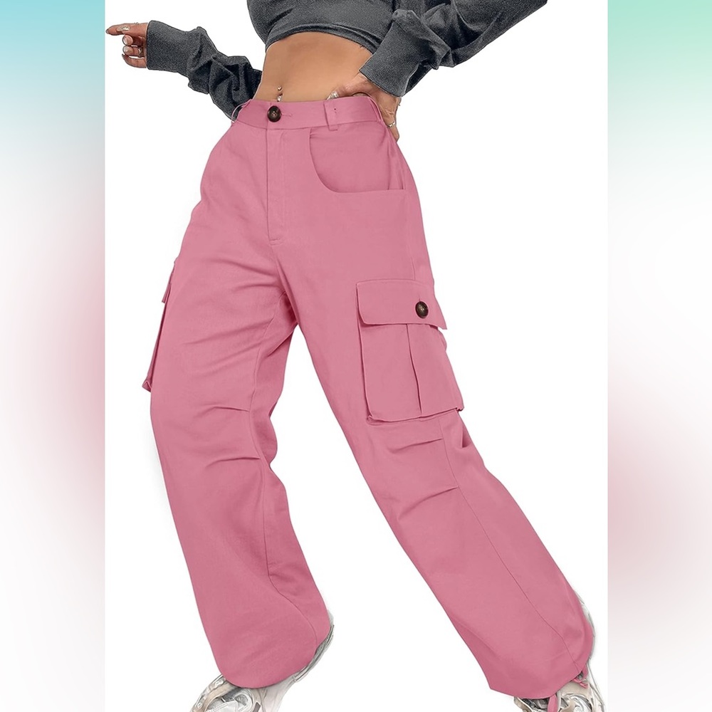 LOLOCCI Cargo Pants Women Baggy High Waisted and Wide Leg Pants for Women